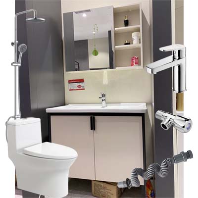 恒洁卫浴套餐五（坐便器71PT+浴室柜BC6054-090+龙头+花洒+角阀+排水管）